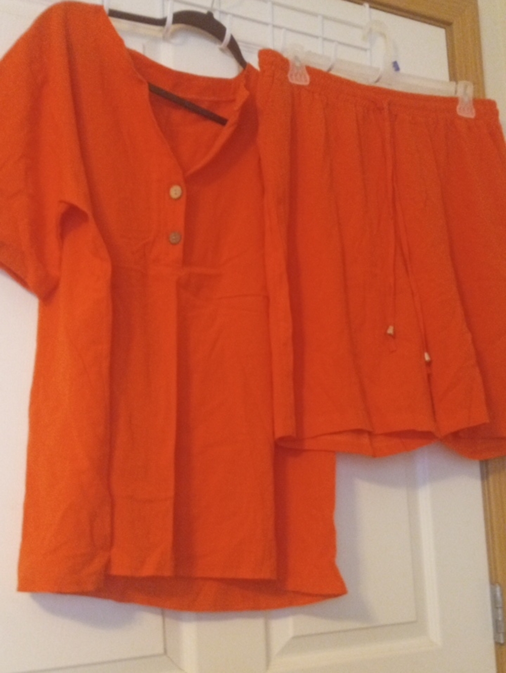Source Unknown Bright Orange Short Sleeve Top and Shorts Set